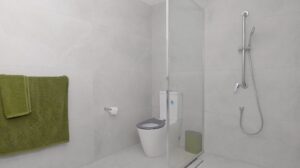 Leumeah SIL housing - accessible bathroom with step-free shower