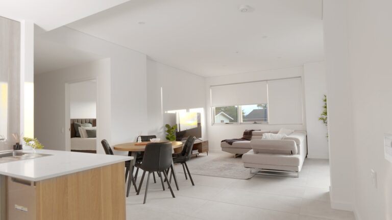 Living and dining area inside a Dream Maker home